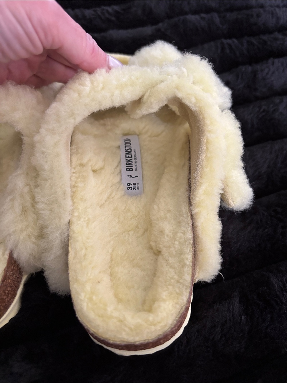 Birkenstock Cream Shearling Clog Slip-Ons - Picture 3 of 5